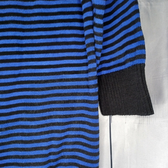 LOFT blue and black striped 3/4 sleeve 100% Cotton sweater - Picture 9 of 11